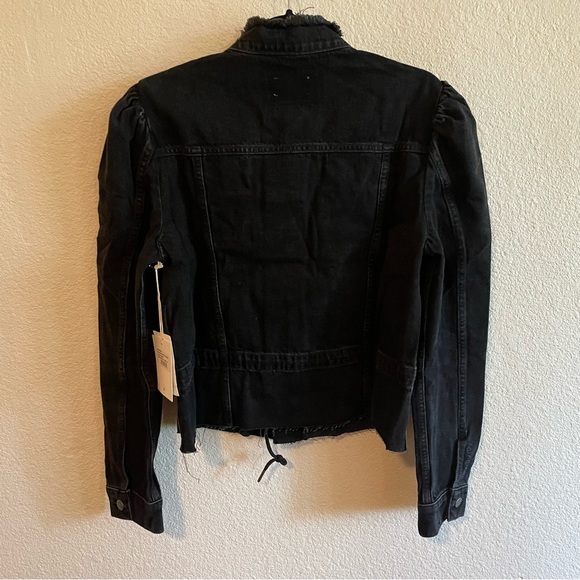ETICA Remi Reconstructed Jacket Puff Sleeve Jean Jacket Black - Picture 10 of 11